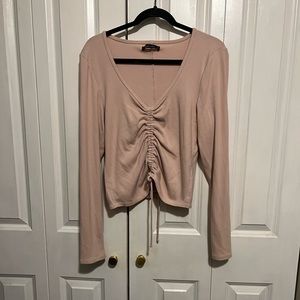 Abercrombie ruched light pink long sleeve top